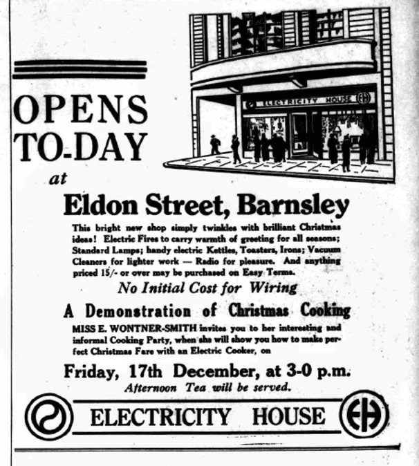 An advertisement for the opening of the Eldon Street Electricity House