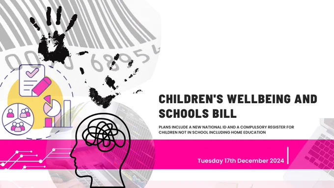 While we wait for the detail of the Children’s Wellbeing and Schools Bill to be published, the blurb omits some of the more concerning media lines so far. We outline seven gaps needing answers.

This is a blogpost card with the title 'Children’s Wellbeing and Schools Bill' and a pink band with the date, Tuesday 17th 2024. The image collage includes a bar code, a head outline, a set of diagrams and charts, and children's hand prints in black. 

https://defenddigitalme.org/2024/12/17/childrens-wellbeing-and-schools-bill-more-questions-than-answers/ #Education #DataProtection #ID #DUABill