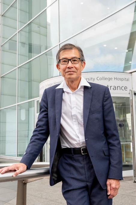 Professor Siow-Ming Lee, Chief Investigator and designer of the study, outside University College Hospital