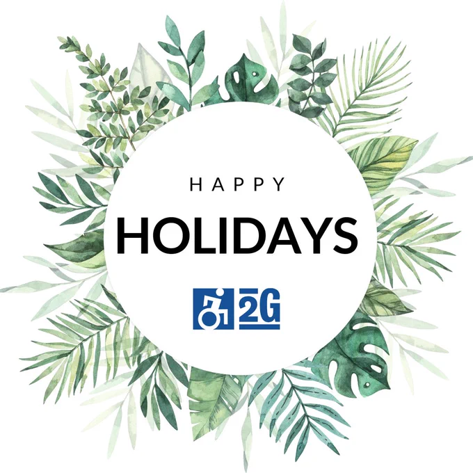A wreath with text that reads Happy Holiday, with the 2GI logo. 