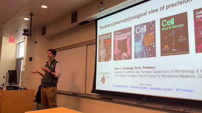 A scientist presents
