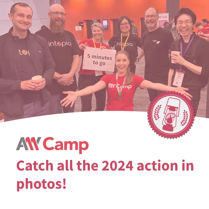 A11y Camp. Catch all the 2024 action in photos! Andrew Nevins, Jeff Smith, Zoë Haughton, Ani Chang, Andrew Arch, Taiyo Totsuka, and Naomi Saines of the Intopia crew having a good time at A11y Camp laughing at the camera.
