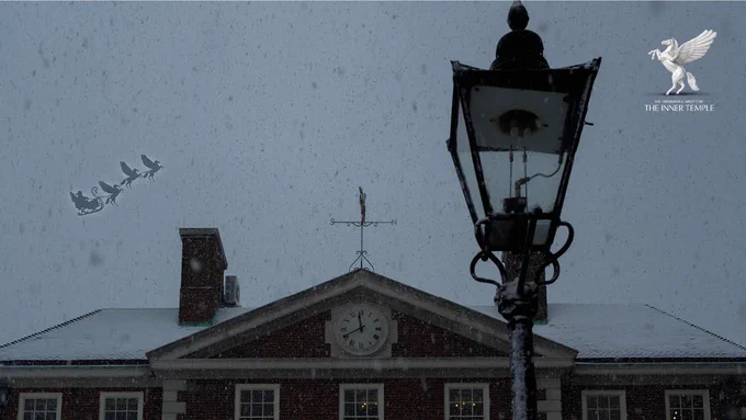 Santa's sleigh flying over The Inner Temple 