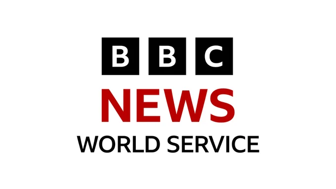Logo for BBC News World Service on a white background. The BBC logo and 'World Service' are written in black. 'News' is written in red. 