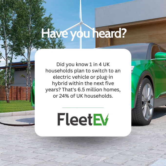 A fact in a white speech bubble with an EV charging in the background. 