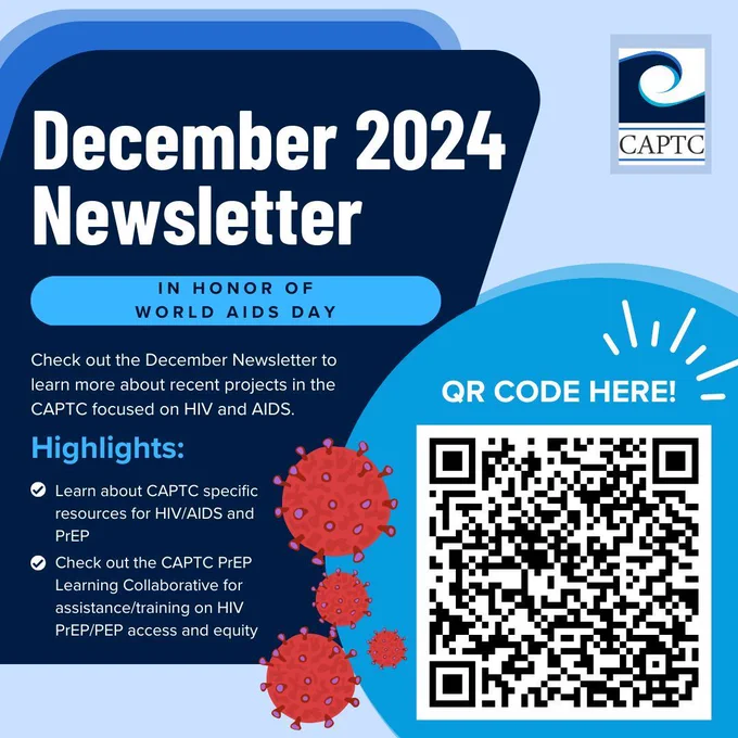 Infographic on the December 2024 Newsletter, noting that is is in honor of World AIDS Day with a QR code to the newsletter.