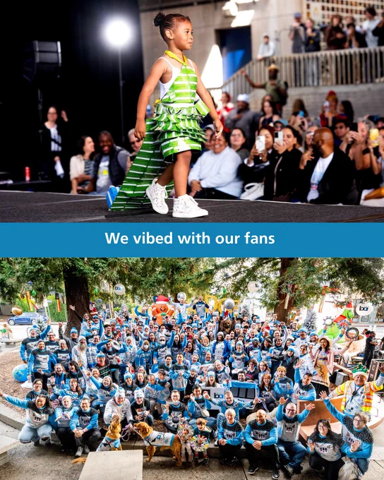 A contestant in the project doneway fashion show. 

Text: We vibed with our fans

A photo of the crowd at sweaterfest