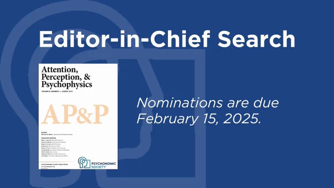 Blue background with PS logo featuring the AP&P journal cover – the image announces the search for a new editor-in-chief search, with a nominations deadline of February 15.