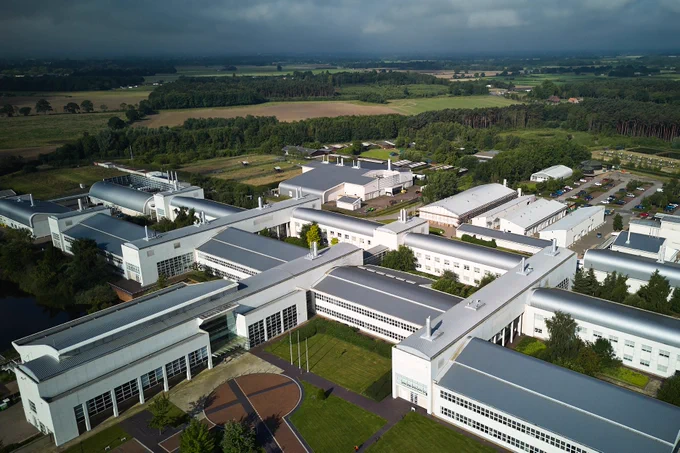 Aerial shot of York Biotech Campus, Sand Hutton