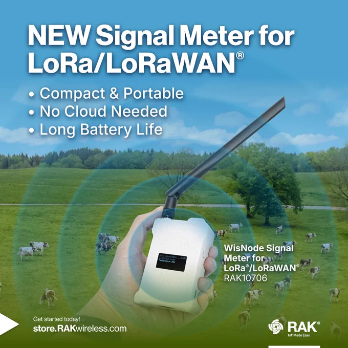 New open-source compact Signal Meter RAK10706 tests LoRa/LoRaWAN coverage with ease. No cloud needed.