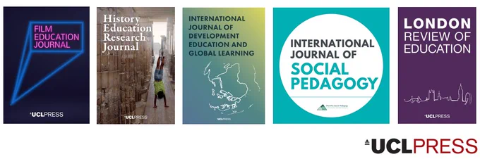 A range of UCL Press journal covers arranged horizontally. 