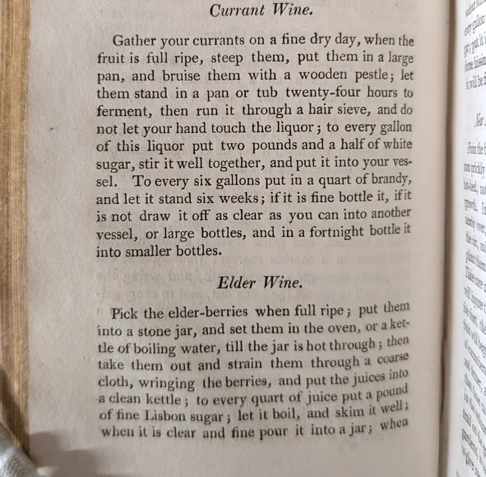 A page from an old book, explaining how to make currant wine.
