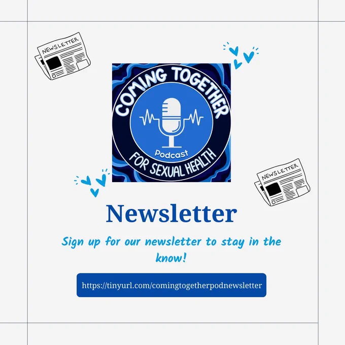 Newsletter sign up graphic, with link tinyurl.com/comingtogetherpodnewsletter