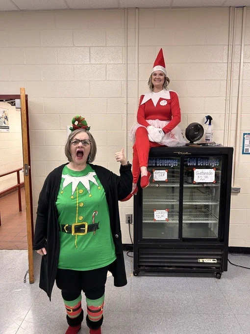 Lindsay Perry acting as an Elf on the Shelf