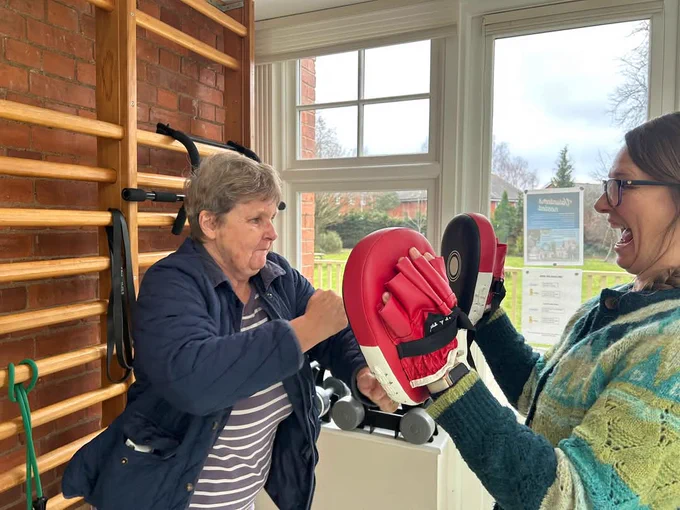 Heather boxing with physio Ali