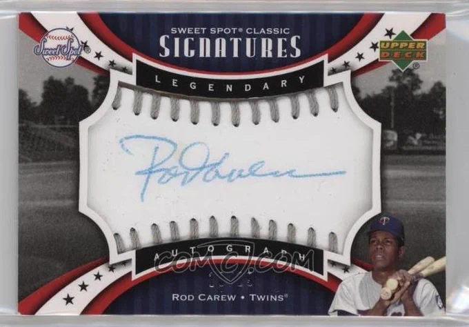 2007 Upper Deck Sweet Spot Classic - Legendary Autograph - Silver Stitch Blue Ink #SPS-RC
Rod Carew #/29
