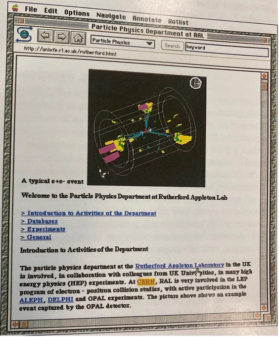 Screenshot of RAL's website from 1993. 