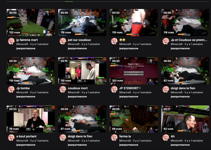 les très nombreux clips aux noms équivoques : "JP se branle", "JP signe nazi", "le coto mangeur de pet" etc
