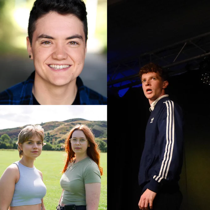 Collage including three images of the three SETA recipients - Afton Moran, Scylla’s Bite and Alexander Tait for ‘Kev Campbell Was He’.