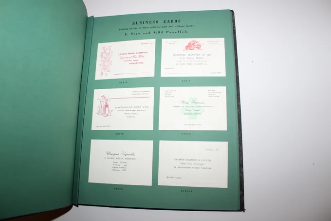 1950s sample book of visiting cards etc