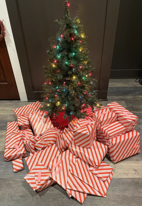 Here is a pic of some of the gifts wrapped and ready to go! 