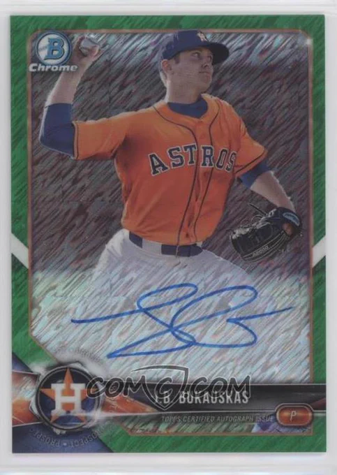 2018 Bowman - Chrome Prospect Autographs - Green Shimmer Refractor #CPA-JBU 
J.B. Bukauskas #/99