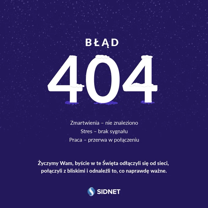 Kreatywna kartka z życzeniami świątecznymi od Software House'u Sidnet