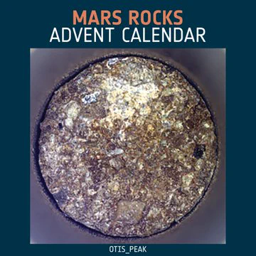 Immagine di Otis Peak, giorno 20 del calendario dell'avvento delle rocce di Marte e ventesimo campione raccolto dal rover Perseverance su Marte.