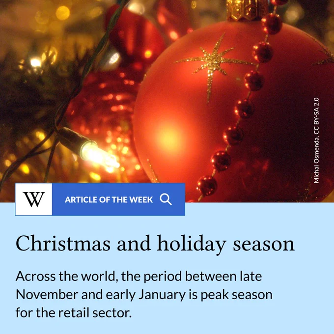 Article of the Week: Christmas and holiday season. Across the world, the period between late November and early January is peak season for the retail sector. Image depicts a close up of Christmas ornaments on a Christmas tree.