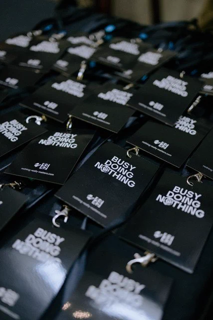 'Busy Doing Nothing' lanyards at the Nothing Day Conference, The MAC, Belfast