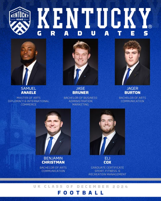 2024 December Graduates: Samuel Anaele, Jase Bruner, Jager Burton, Benjamin Christman, Eli Cox. 