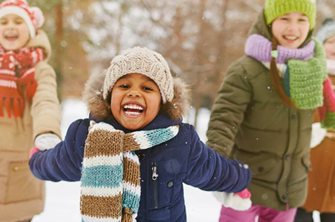 Children playing in the snow