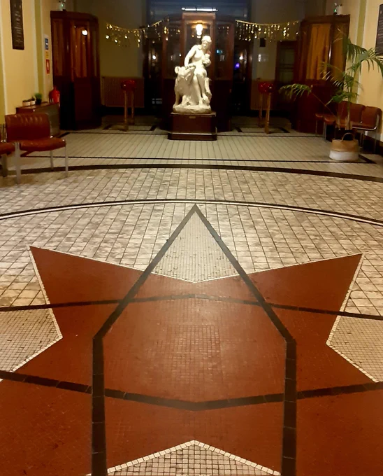 Tiled floor with a compass rose to denote Leith's nautical heritage 