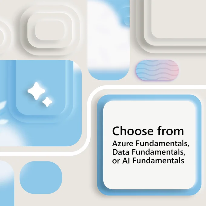 Choose from Azure Fundamentals, Data Fundamentals, or AI Fundamentals