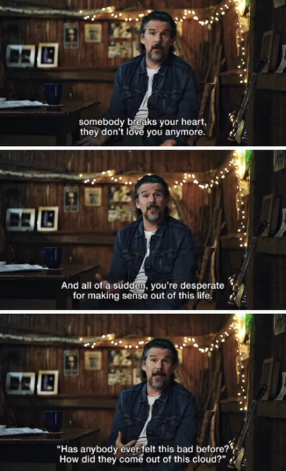 somebody breaks your heart, they don't love you anymore.
And all of a sudden, you're desperate for making sense out of this life.
"Has anybody ever felt this bad before? How did they come out of this cloud?"