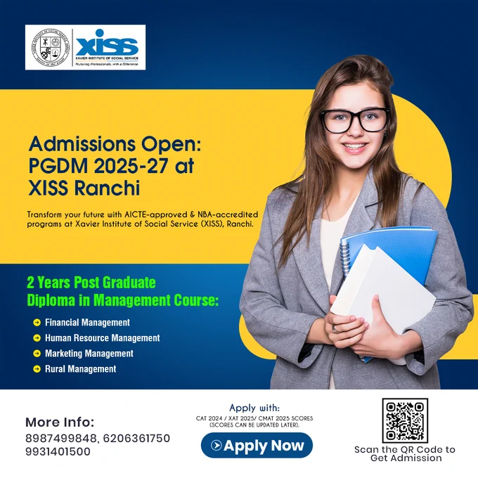 PGDM Admissions Open: 2025-27 at XISS Ranchi.
