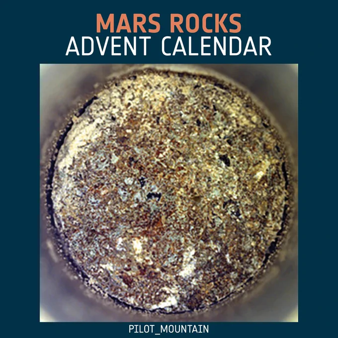 Image of Pilot Mountain, day 21 of the Mars rocks advent calendar and the twenty first sample collected by the Perseverance rover on Mars.