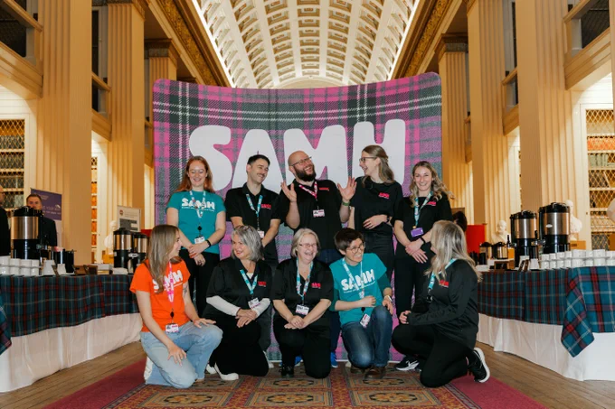 Our Physical Activity & Sport team laugh together at our lecture in Edinburgh. 