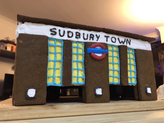 A gingerbread Sudbury Town Station.