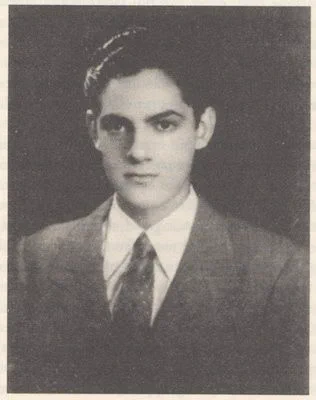 Black and white portrait of an Italian Jew, Shlomo Venezia, he was forced to work in the Sonderkommando at Auschwitz.