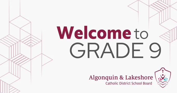 Welcome to Grade 9 ALCDSB logo.