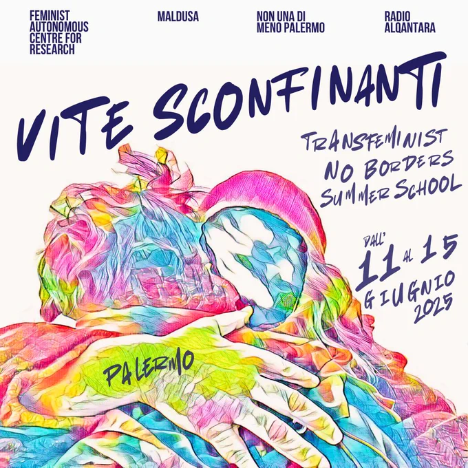 The Italian language poster for Vite Sconfinanti shows two people embracing