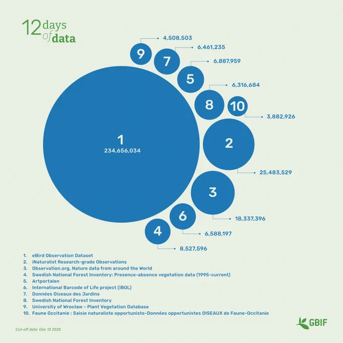 Bubble graph with the top 10 datasets by number of records supplied in 2024