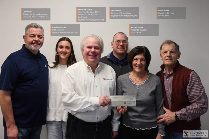 LayerZero Power Systems presents a donation to Food2Share
