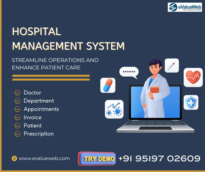 In today's fast-paced medical environment, a robust Hospital Management System (HMS) is essential for enhancing patient care and streamlining operations. Our HMS offers:

👉Efficient Patient Management
👉Comprehensive Electronic Health Records
👉Seamless Communication
👉Automated Billing and Inventory Management
👉Data-Driven Insights

Elevate your healthcare facility's performance and deliver exceptional patient experiences with our cutting-edge HMS!

#HospitalManagement #HealthcareInnovation #PatientCare #HealthTech #Efficiency #evalueweb #India
