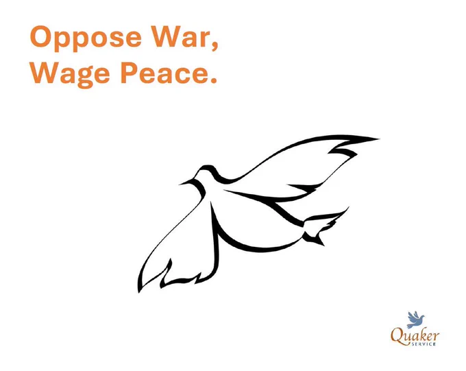 A dove with the caption, oppose war - wage peace
