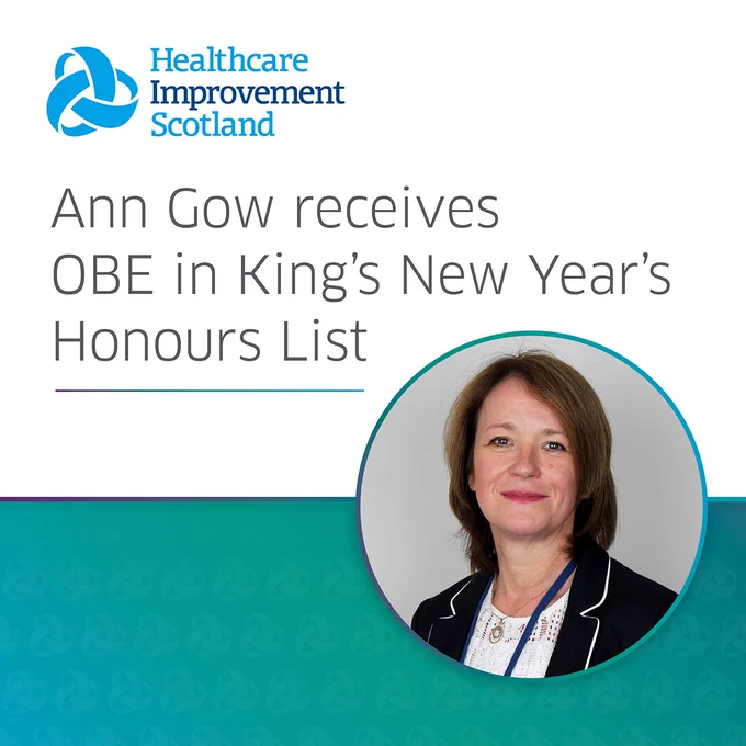 Ann Gow, our Director of Nursing and Deputy Chief Executive, receives an OBE for services to nursing in the King’s New Year’s Honours list.