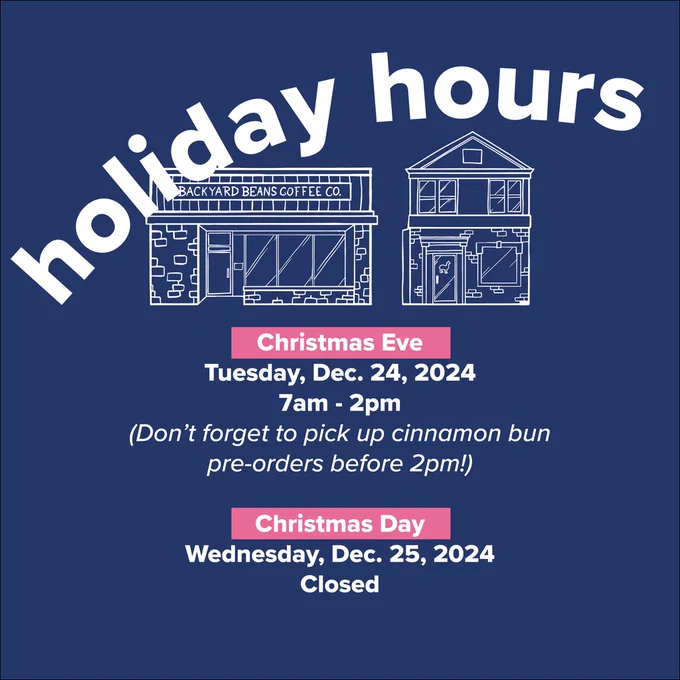 Graphic image with holiday hours listed.