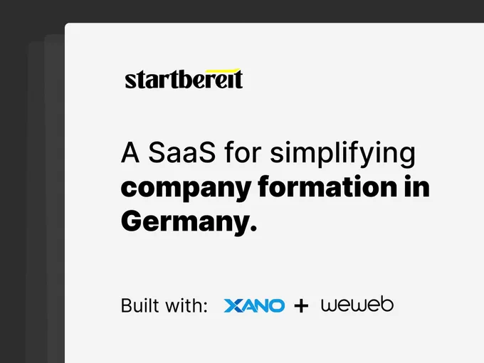 Startbereit: Built with WeWeb   Xano
