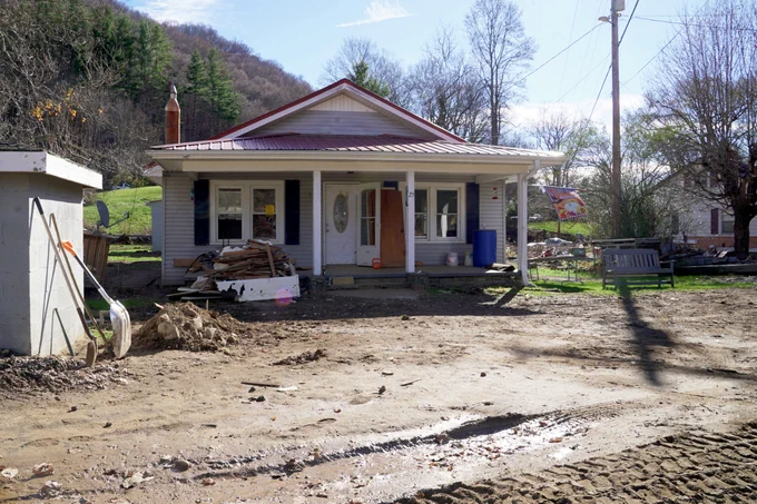A home damaged in Avery County due to Hurricane Helene.